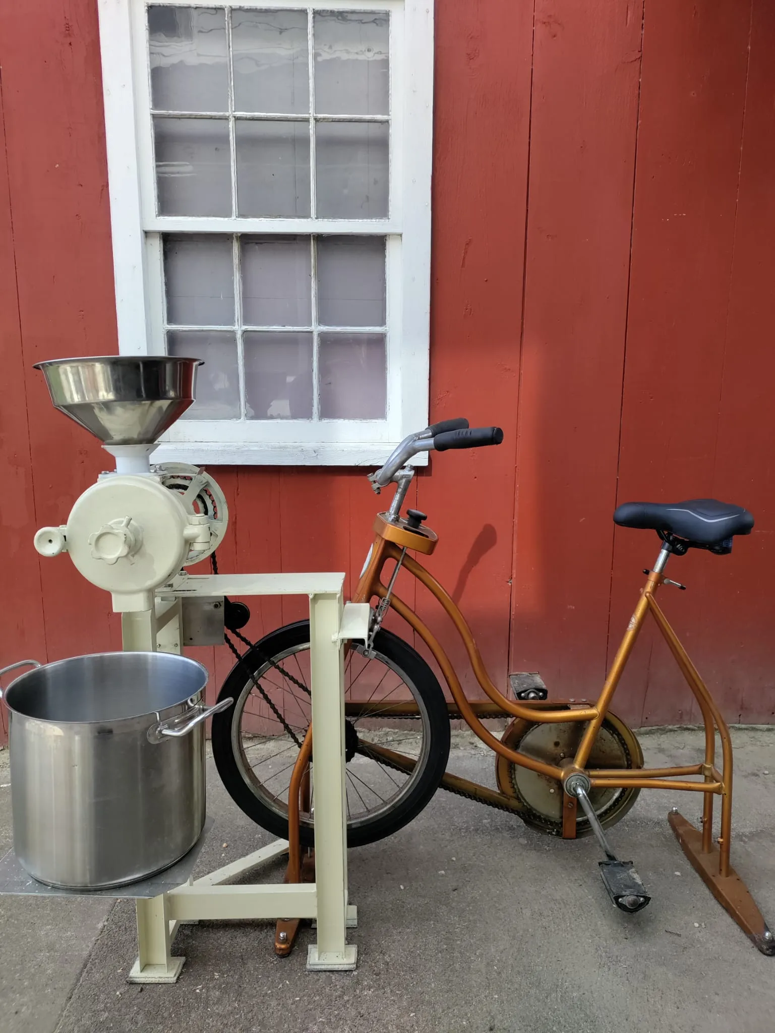 Bike-Powered Grain Dehuller and Mill